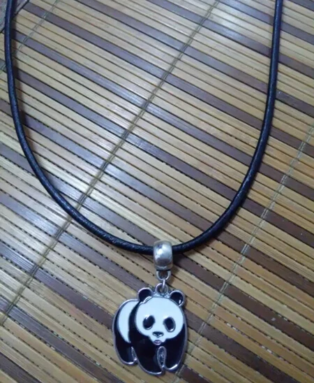 Быстрая доставка модное ожерелье с эмалью пандой кожаный шнур чокер &quotсделай
