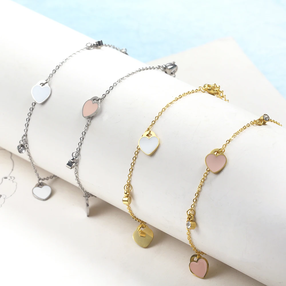 Ювелирные изделия из нержавеющей стали braclet сердце счастливое очарование цепь