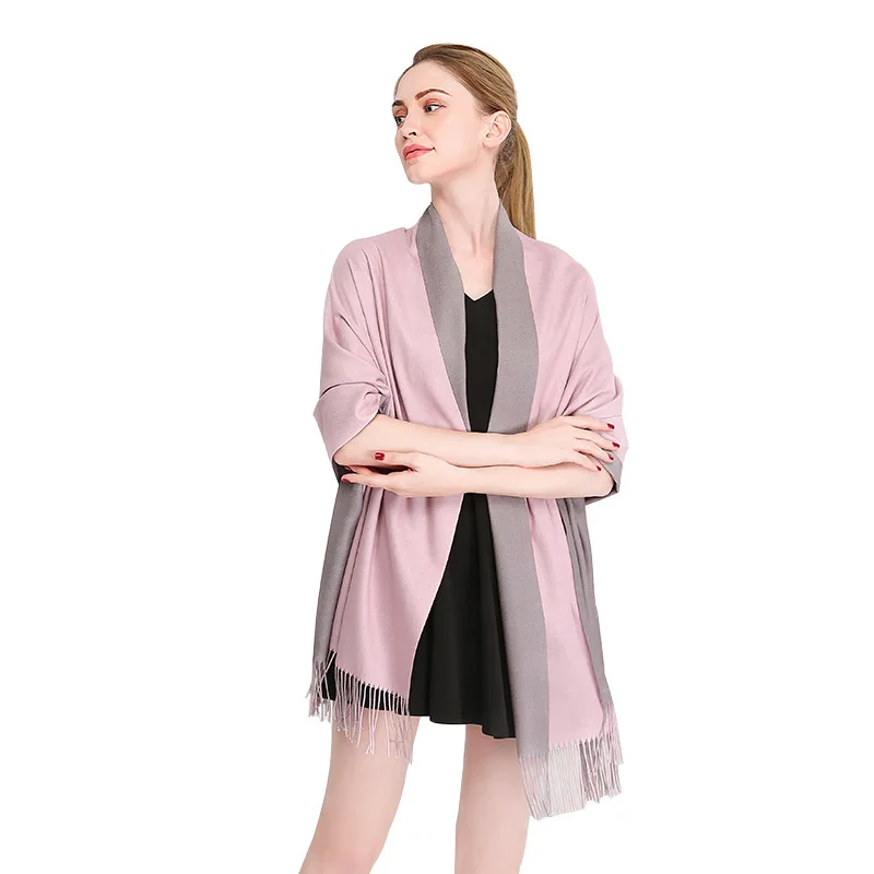 Одноцветный кашемировый шарф женский двухсторонний зимний Женская шаль большой