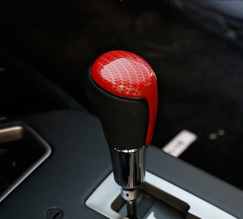 Carbon fiber red Для Toyota RAV4-, автомобильный Стайлинг, рычаг переключения передач, украшение головы, крышка переключения передач, Внутренняя Шестерня, набор шестеренок, аксессуары для автомобиля - Цвет: Carbon fiber red