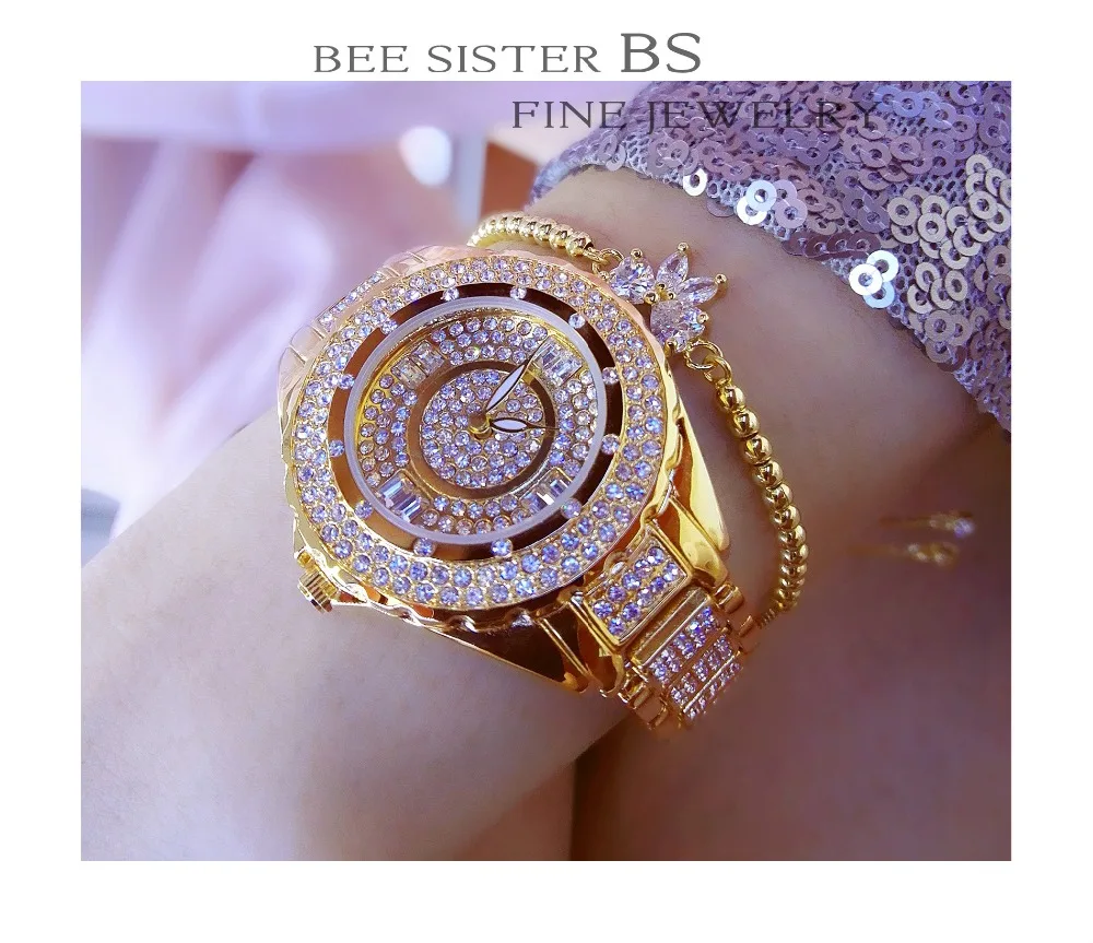 Женские часы кварцевые из нержавеющей стали с бриллиантом | Наручные