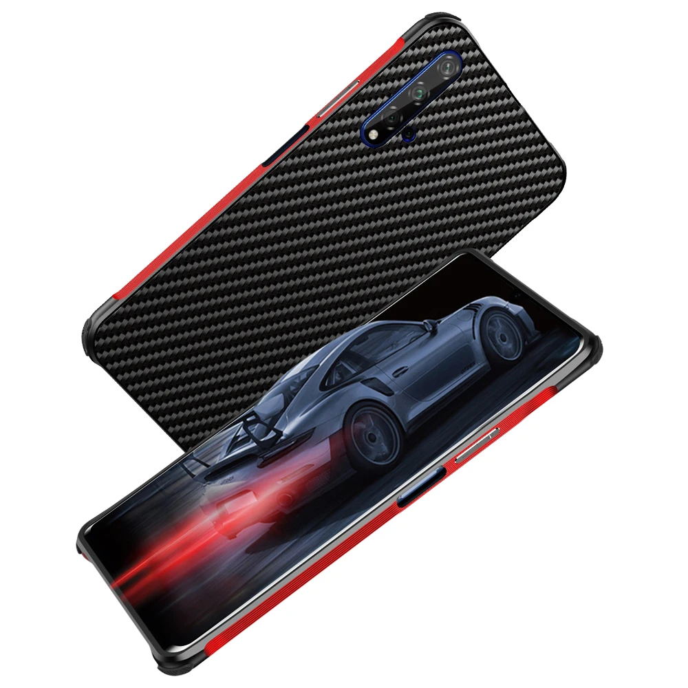 Роскошный Гибридный чехол для huawei honor 20 Pro, жесткий металлический бампер из углеродного волокна+ защитная задняя крышка из поликарбоната для honor 20 20pro