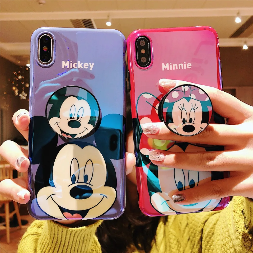 Для iPhone 11 Pro MAX забавные мультяшные милые очаровательные девчачьи мышь утка кронштейн Blue Ray IMD чехол для iPhone XR XS MAX X 6 6S 7 8 Plus