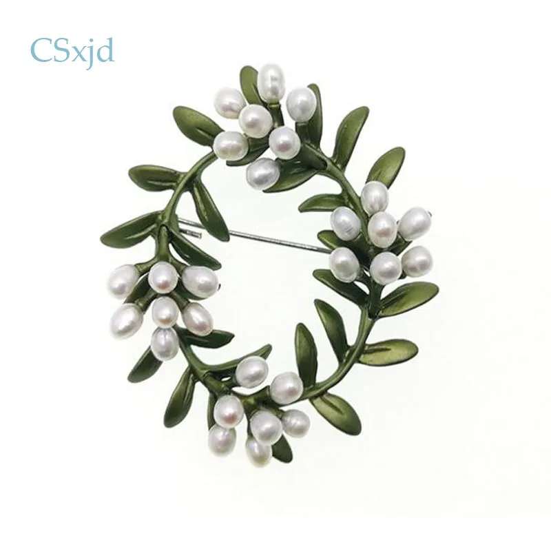 Женская Винтажная брошь в форме венка CSxjd из натурального пресноводного жемчуга