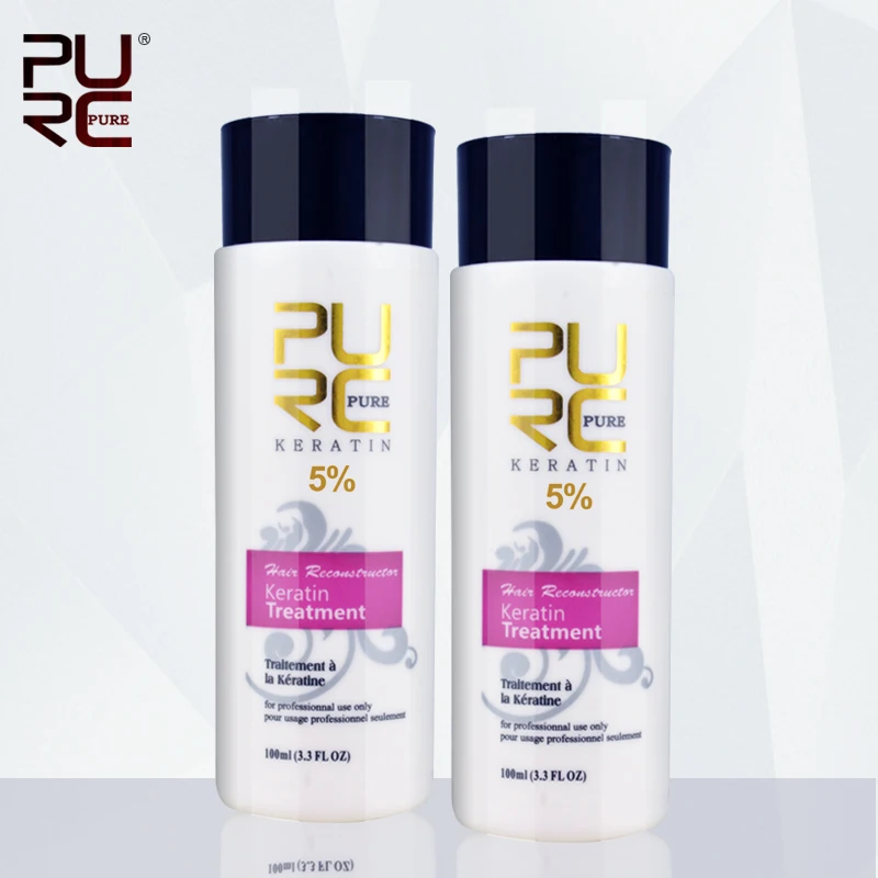 

PURC 2pcs 100ml 5% Keratin formalin straightening and hair treatment Brazilian keratin treatment hair care set free shipping