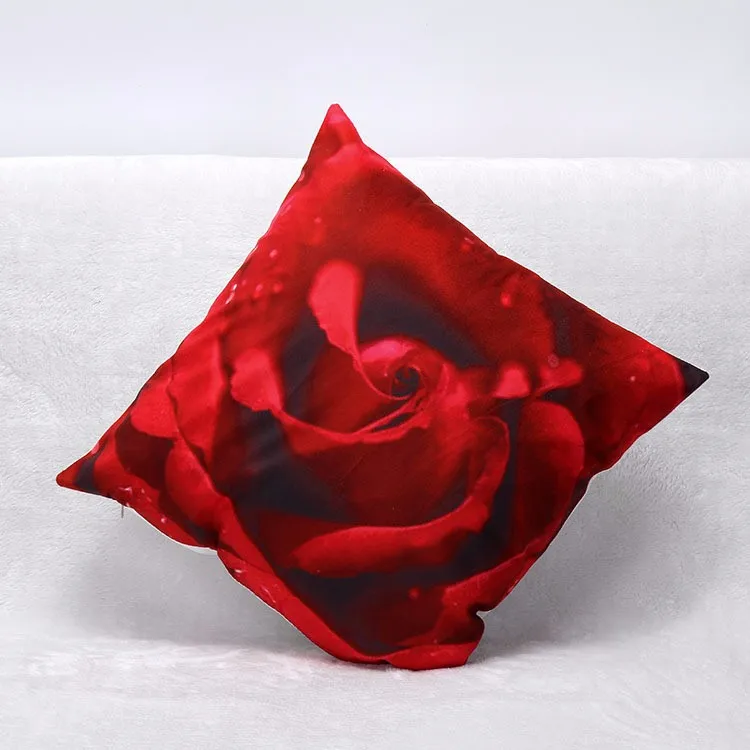 3D с узором из красных роз из короткого плюша; наволочки для дома набор подушек подушка Офисные наволочки