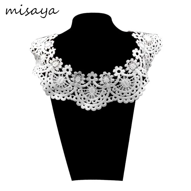 Misaya 1Pc Flower Lace Collar Hollowed Neckline Sewing Applique Clothes Wedding Crafts DIY Handmade Collars for Dress | Дом и сад