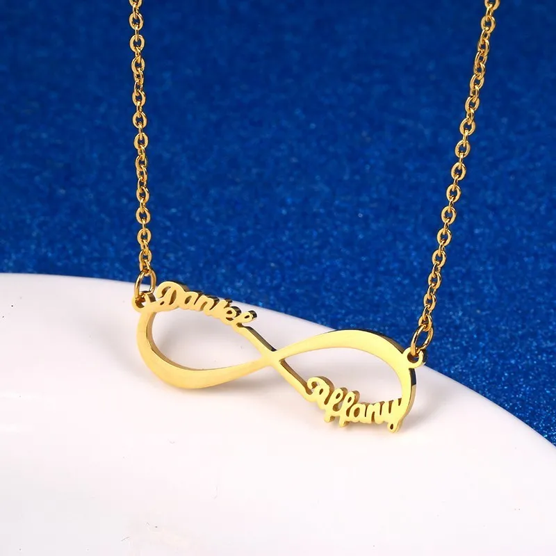Ожерелье из нержавеющей стали с символом бесконечности персонализированным