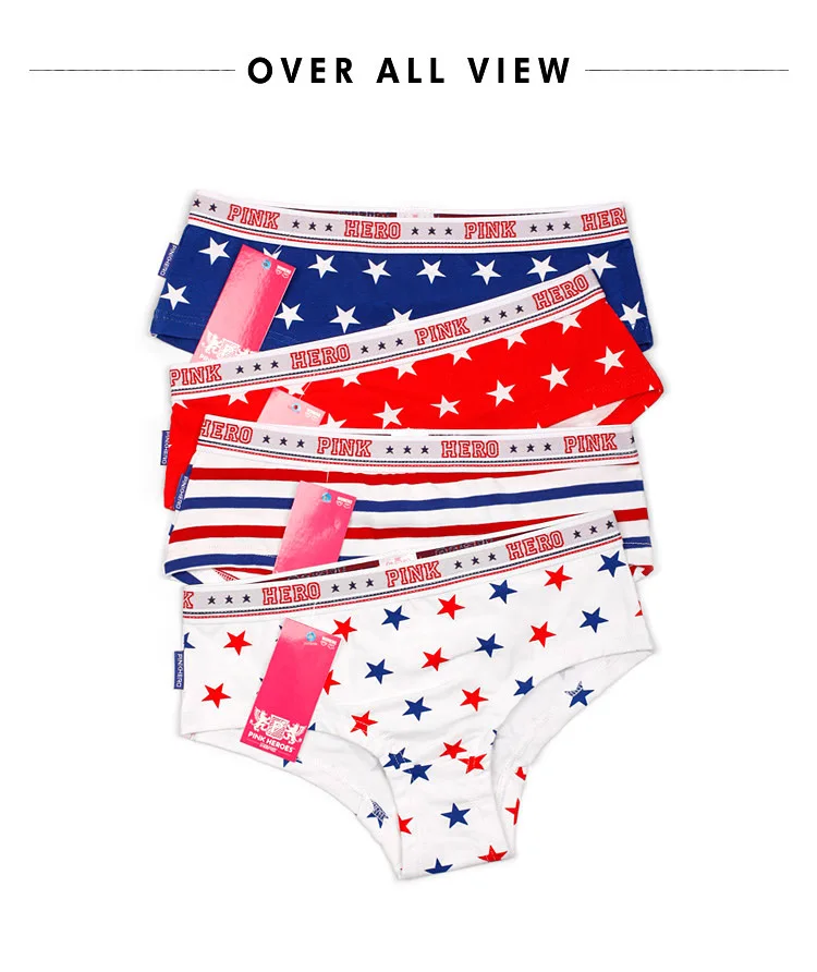 Розовый герой пикантные для женщин нижнее бельё девочек в полоску со звездами