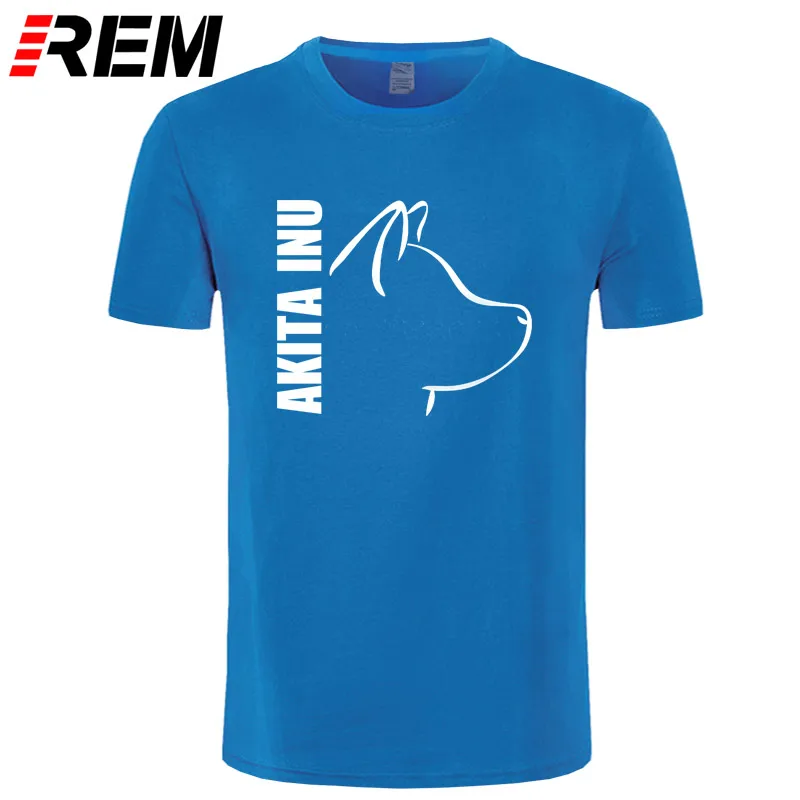 Akita Inu Dog мужские футболки отличные футболки мужские с коротким рукавом хлопок Пользовательские Большие размеры летние футболки для подростков - Цвет: blue white