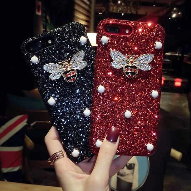Роскошный блестящий чехол для Iphone X XS MAX XR 8 Plus 7 с кристаллами и Пчелой 6 6S 5|Бамперы|