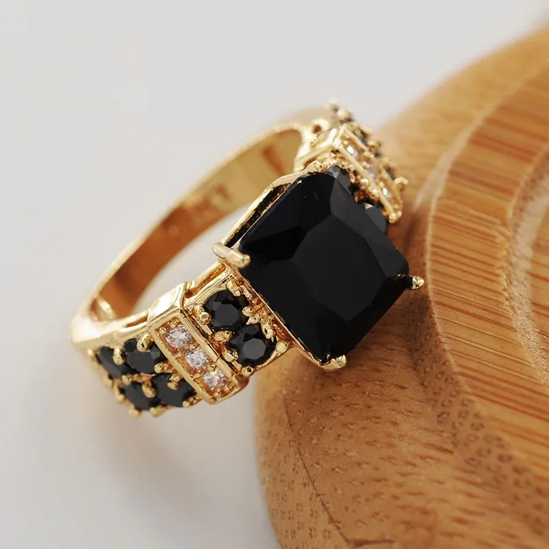 MxGxFam черные CZ кольца для женщин крутые ювелирные изделия 18 k желтое золото-цвет AAA+ циркон