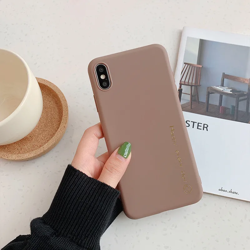 Art Pure Color Retro Letter Korean Phone Case For iPhone X Xs XR Xsmax 7 Puls 6 6S 8 Cases Cute Soft Silicone Cover |