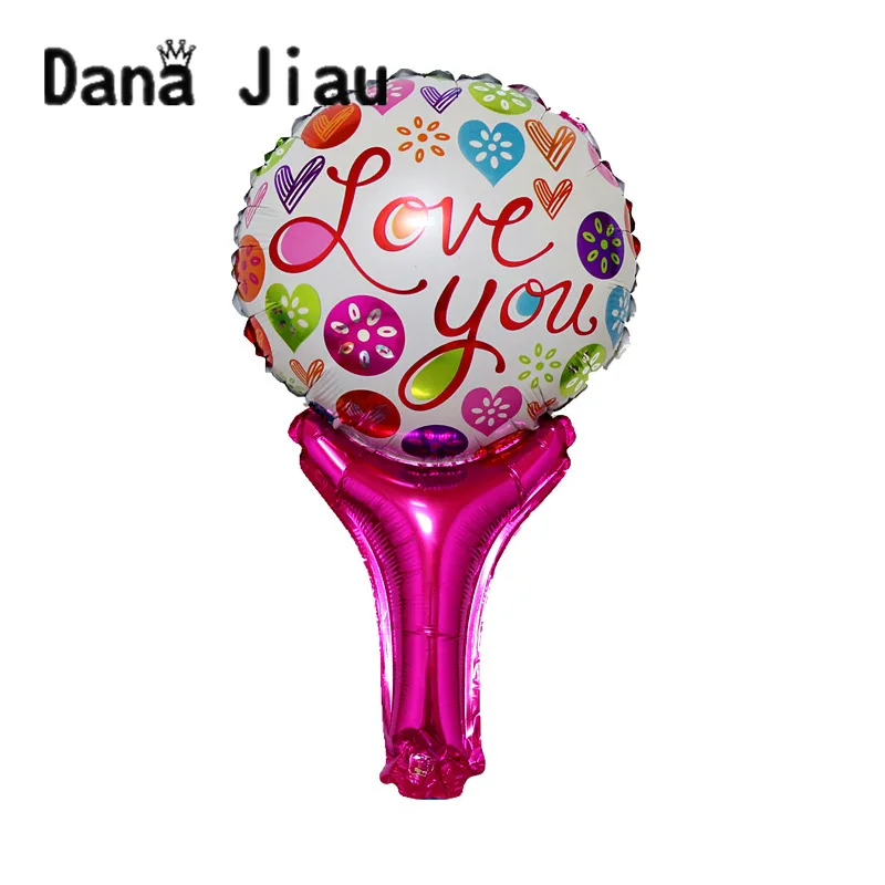 DanaJiau LOVE YOU красное сердце ручная палка воздушный шар День рождения греческий