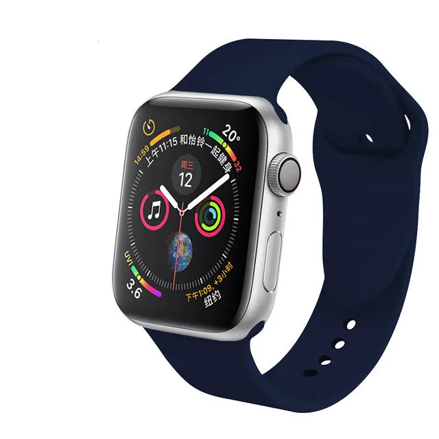 Midnight Blue Цветной спортивный мягкий силиконовый ремешок для Apple Watch 38, 42, 40, 44 мм, сменный силиконовый ремешок для iWatch 1, 2, 3, 4, ремешок для часов - Цвет ремешка: Midnight Blue