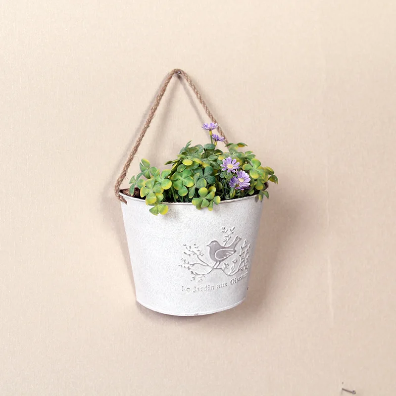 Винтажная металлическая ваза в виде птицы подвесное ведро для искусственных