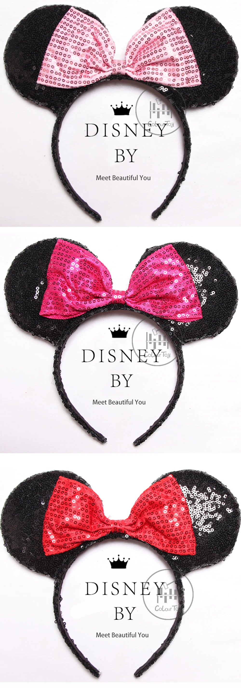 Головной убор с ушками для девочек от disney, аксессуары для ролевых игр, повязка для волос с Минни Маус для женщин, блестящий обруч на голову, подарок на день рождения