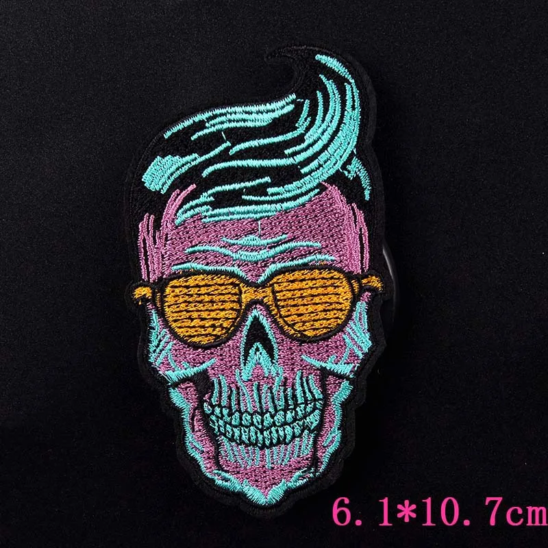 Pulaqi Горячая Мода Череп Вышитые утюг на патчи для одежды Бесплатная доставка