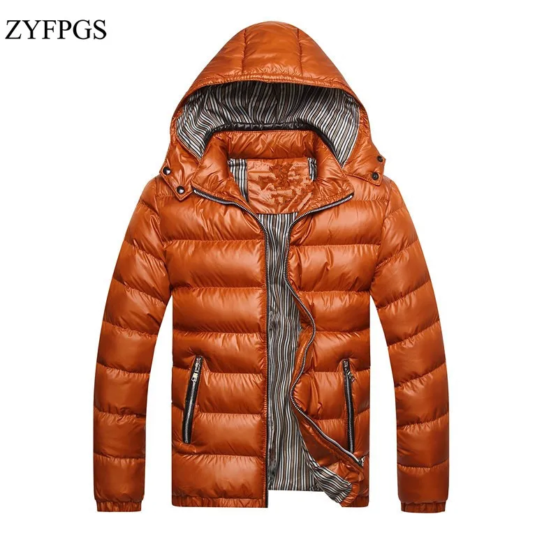 ZYFPGS 2018 Solid Hooded Men's Casual Winter Jackets Coats Thick Parkas Thermal Slim Fit Brand Parka Clothes 923 | Мужская одежда