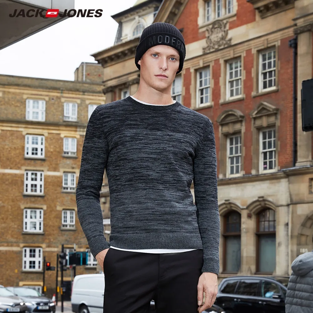 JackJones мужской свитер из 100% хлопка пуловер прямого кроя топ 2019 новая мужская