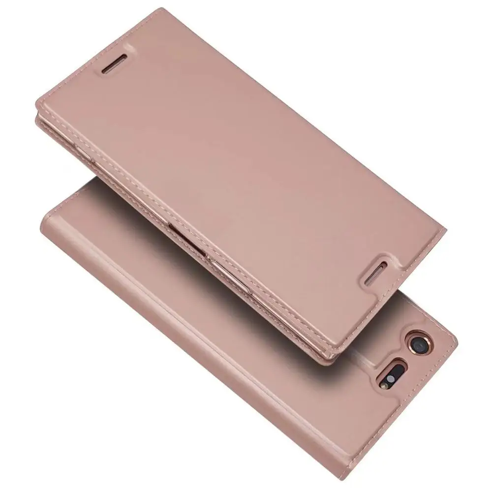 Для Sony Xperia XZ1 компактный раскладной Магнитный чехол Kickstand карта Книга защитный чехол закрытый кожаный чехол - Цвет: Розовый