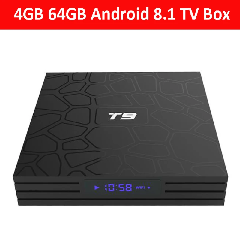 Smart TV Box Android 8 1 T9 4 ГБ 32 64 Гб Rockchip RK3328 1080P H.265 4K Google Play Store PK H96 MAX