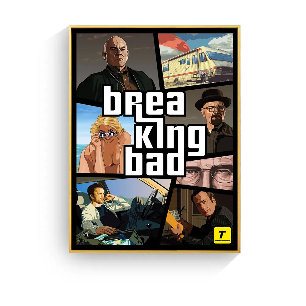 7 GTA 5 игра Винтаж Холст Искусство Печать Живопись Плакат Настенные картины для украшения дома Настенный декор подарки на год без рамки - Цвет: 7