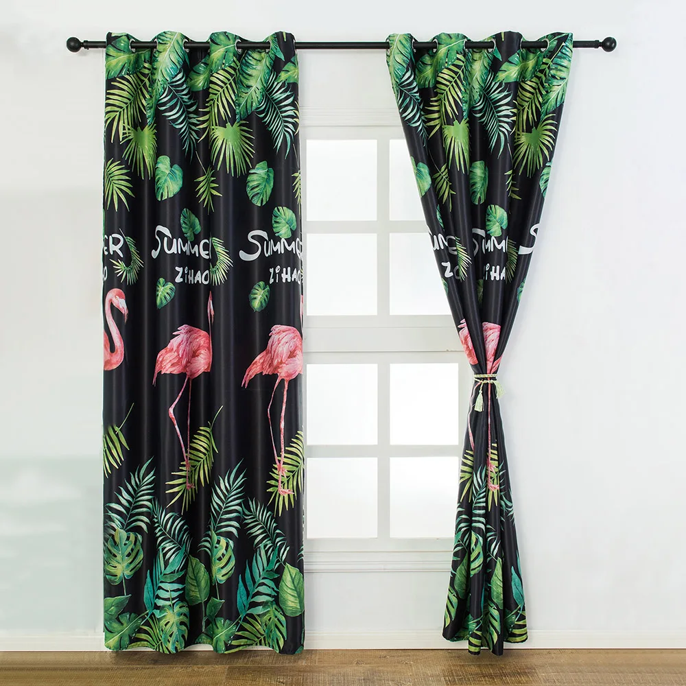Теплоизоляционные шторы с принтом тропических растений современные занавески