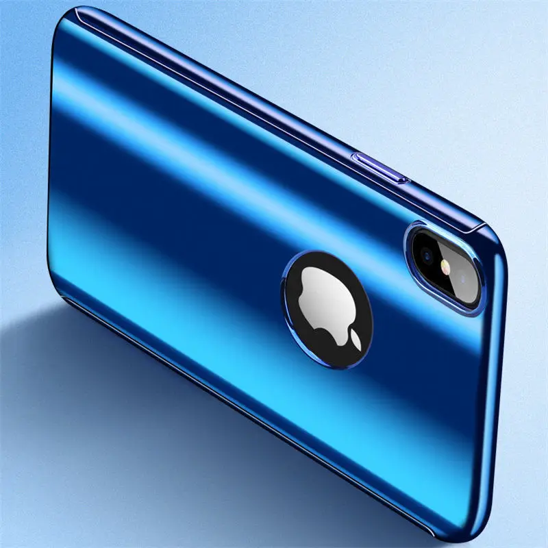 Зеркальный чехол с покрытием 360 градусов для iPhone X 8 7 6 6S Plus SE чехлы полной защитой