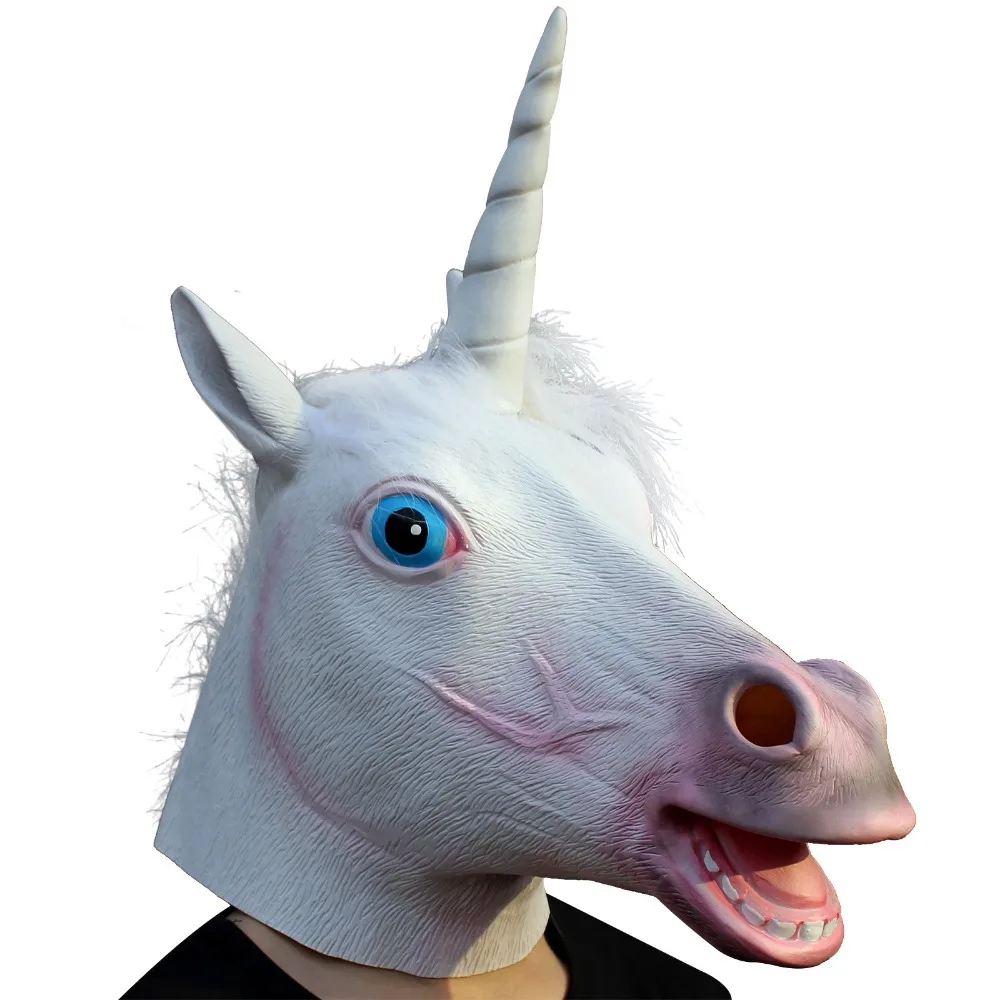 Единорог Маска лошади маски верхняя латексная маска капюшон животные|unicorn mask|horse