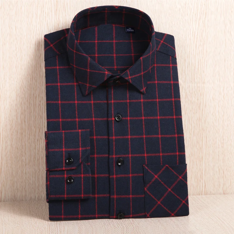 Plus Size 6XL 2019 Spring Men's Plaid Flannel Shirt Comfortable Slim Fit Male Business Casual Long-sleeved Shirts | Мужская одежда