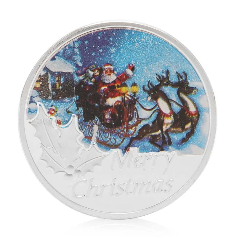 Рождественские слитные памятные монеты Веселый Санта Клаус Посеребренная