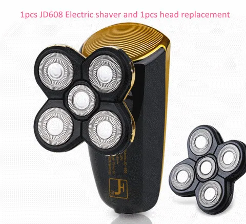 1 шт. JD608 USB перезаряжаемая бритва с Лысой головкой пять резак и сменная