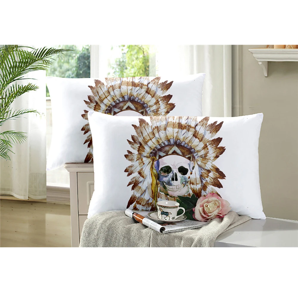 

Bohemia Skull Bedding Set Colorful Flowers Painted Duvet Cover Set Indian Tribal Bedclothes Twin Full Queen King Size Bedding