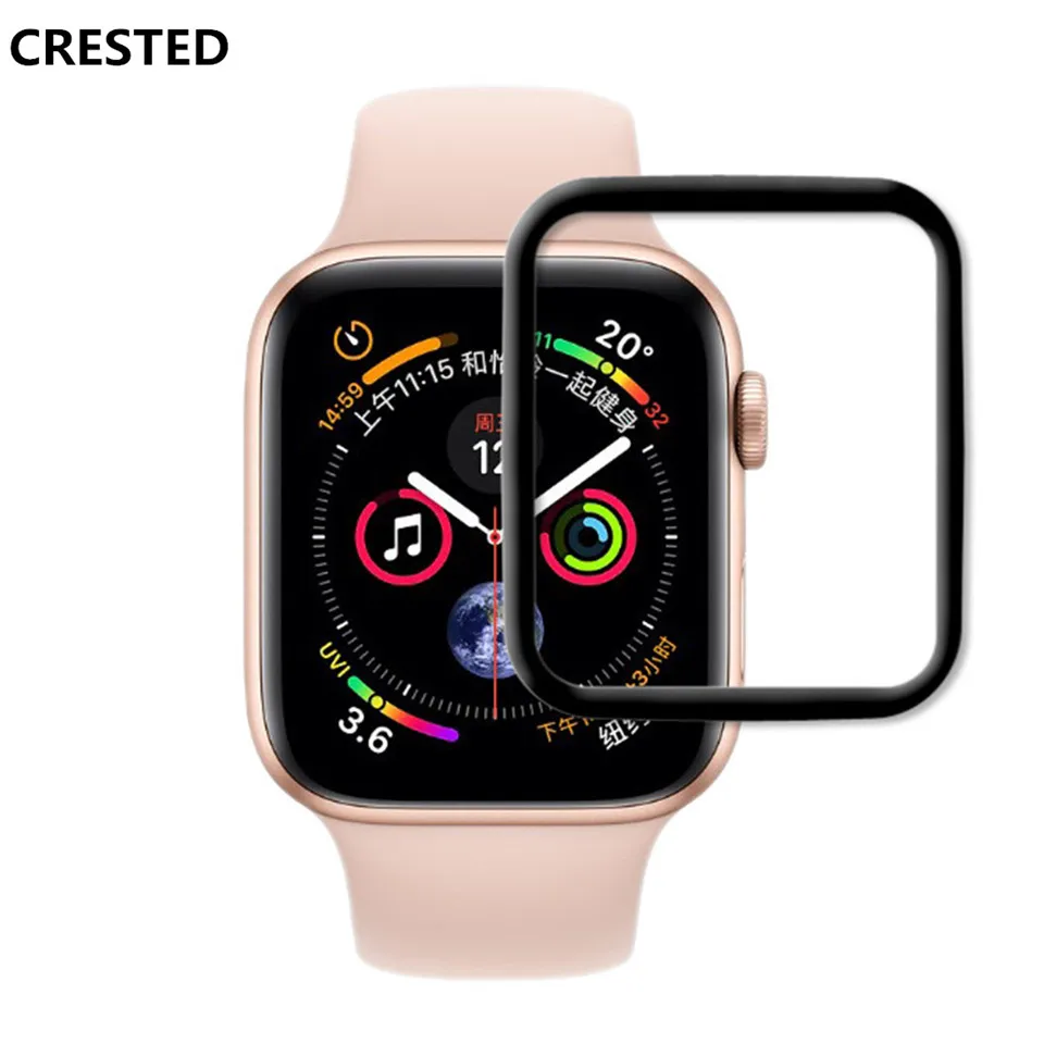 9H пленка из закаленного стекла для apple watch band apple watch 5 4 3 44 мм 40 мм Полная изогнутая поверхность iwatch 5 42 мм 38 мм защита экрана