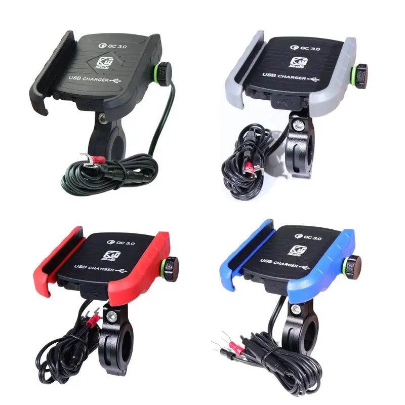 

Waterproof Motorbike 360° Motorcycle Handlebar Mirror Cell Phone Mount Holder with for QC 3.0 USB Charger for Smartphon HOT