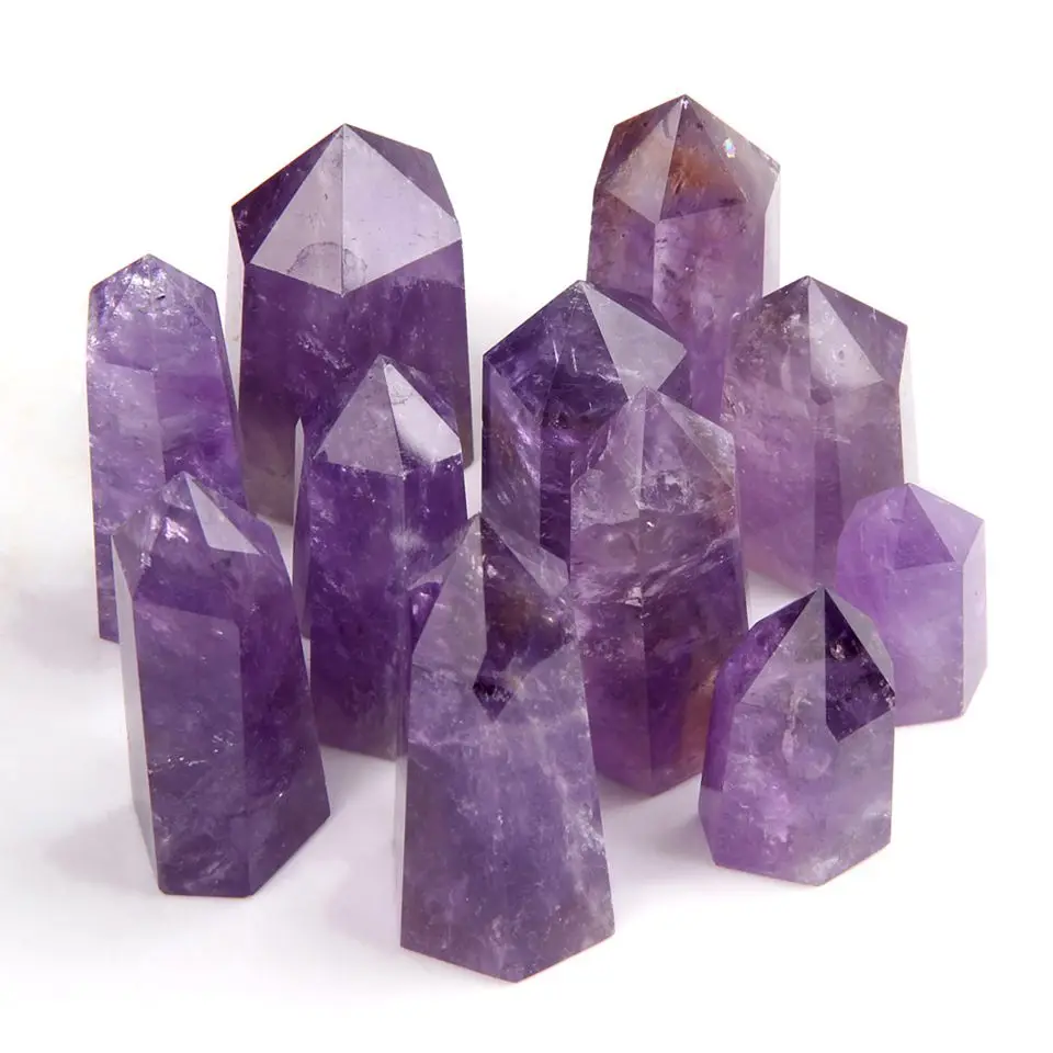 Натуральный аметистовый камень одноконечная Хрустальная палочка отметка