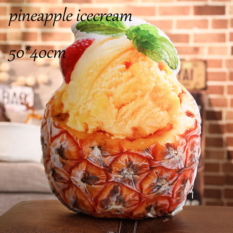 Фруктовый салат, плюшевая подушка, летняя мягкая еда, мороженое, подушка, ананас/арбуз/дракон, фрукты/Хами, дыня, закуска, подушка