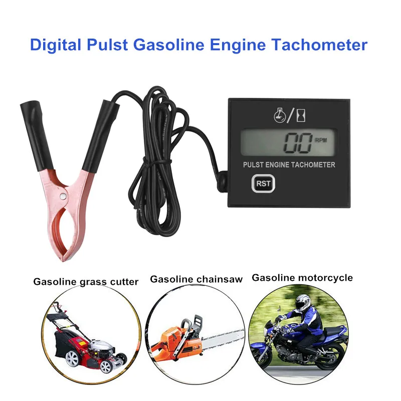 Newest clip style Digital Display Engine Tach Hour Meter Tachometer Gauge For Motorcycle chainsaw Boat mower mowing machine