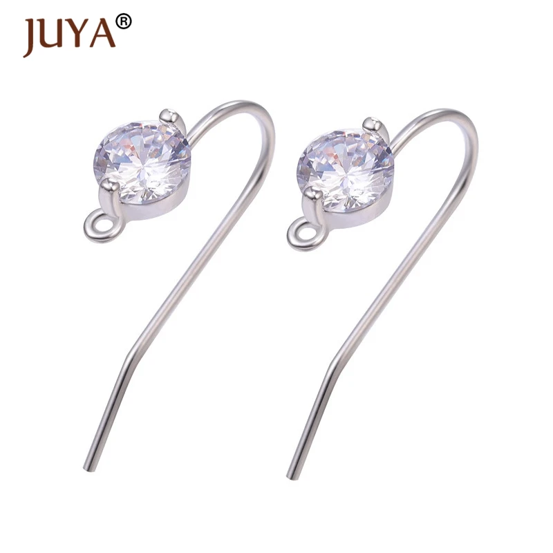 1 Pair Platinum Сделай Сам, аксессуары для изготовления сережек, крючки для сережек, высокое качество, медь, металлическое покрытие, 14 K золото, микро-инкрустированные циркониевые серьги, фурнитура для сережек - Цвет: 1 Pair Platinum