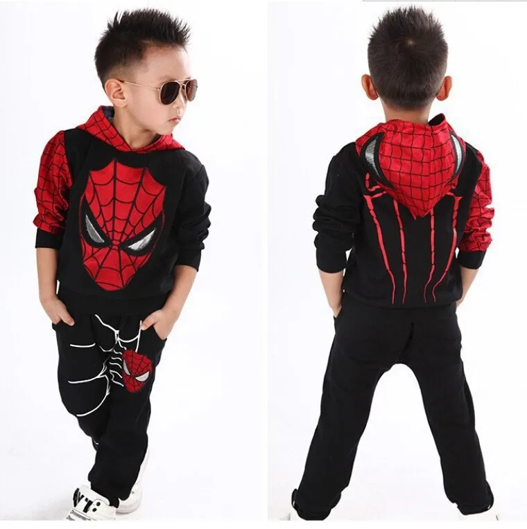 New Baby Boys Spring Autumn Spiderman Sports suit 2 pieces set Tracksuits Kids Clothing sets 100-150cm Casual clothes Coat+Pant |