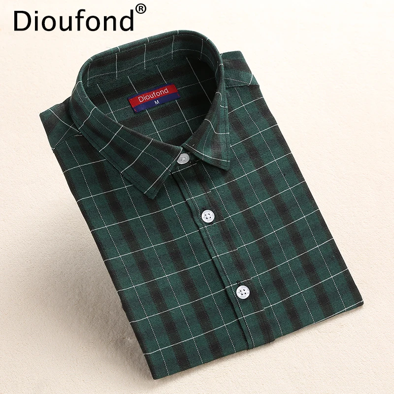 Осенняя клетчатая рубашка Dioufond женская классическая с длинным рукавом