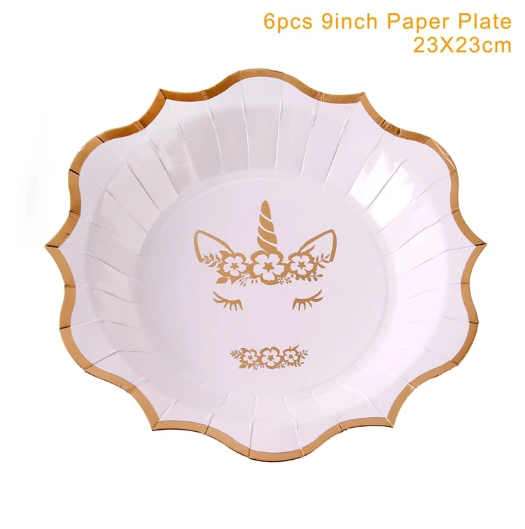 9inch tray 6pcs QIFU новая посуда с единорогом детская вечеринка дня рождения события одноразовые тарелки с единорогом салфетки чашки с единорогом принадлежности для дня рождения - Цвет: 9inch tray 6pcs