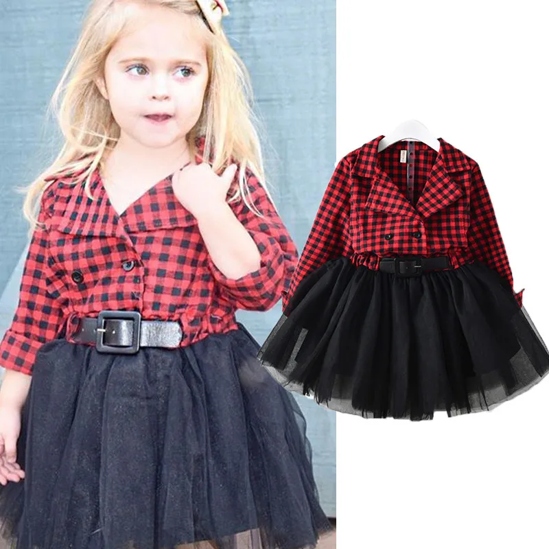 2017 Autumn Fashion Red Plaids Dress Kid Baby Girl England Style Trend Princess Birthday Party Pageant Holiday Dresses For Girls | Детская