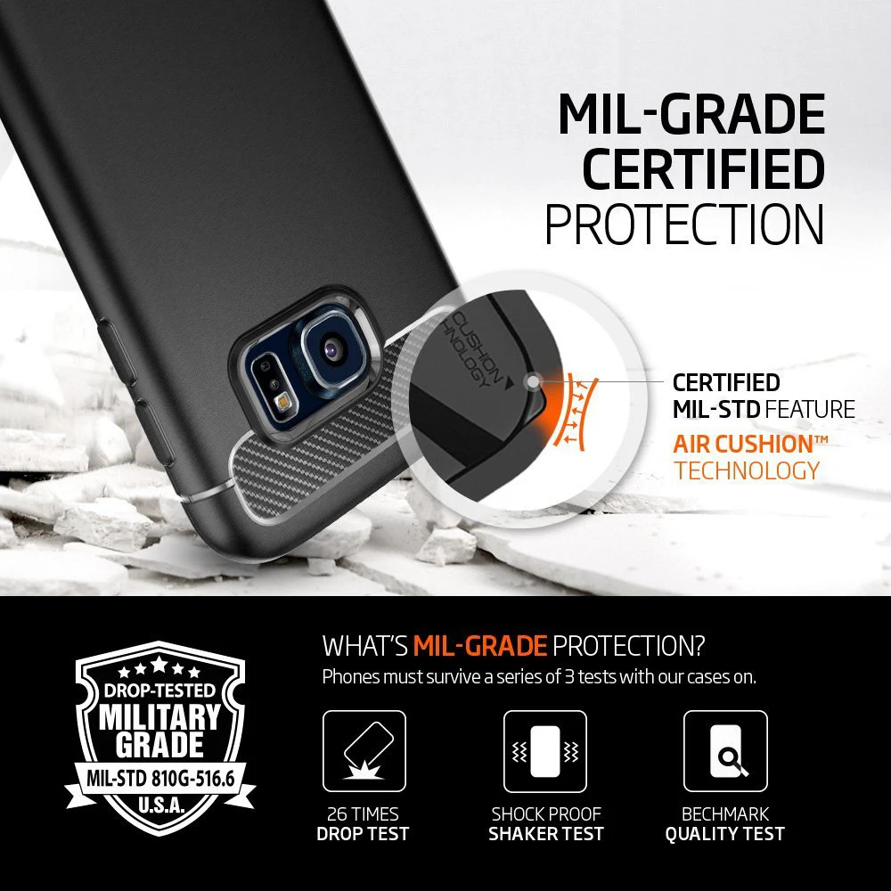 Оригинальные Spigen Rugged Armor для Samsung Galaxy S7 / Edge Текстура из углеродного волокна Гибкие