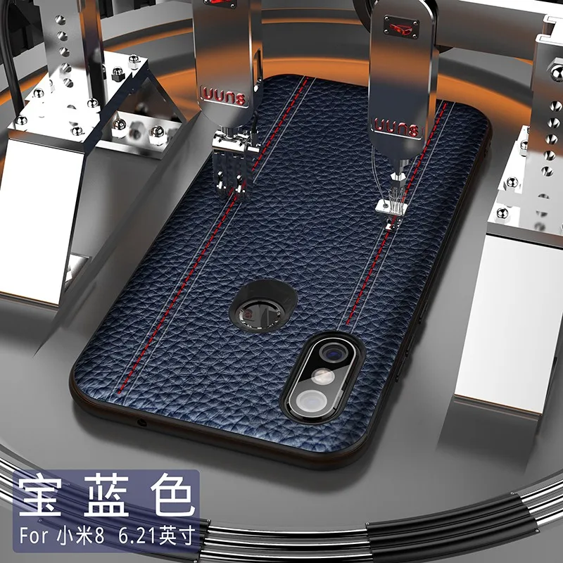 Роскошный чехол из натуральной кожи для Xiaomi MI8 PRO EXPLORE ore MI8SE, полностью защитный чехол из воловьей кожи, адсорбционный магнит - Цвет: Blue MI8