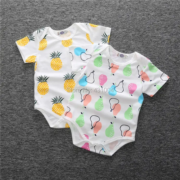 Детское хлопковое боди одежда с короткими рукавами для младенцев комбинезон