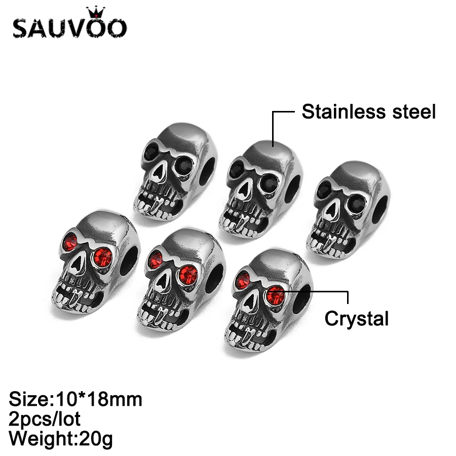 Sauvoo 2 шт. серебристый Цвет Нержавеющая сталь красные черные хрустального черепа