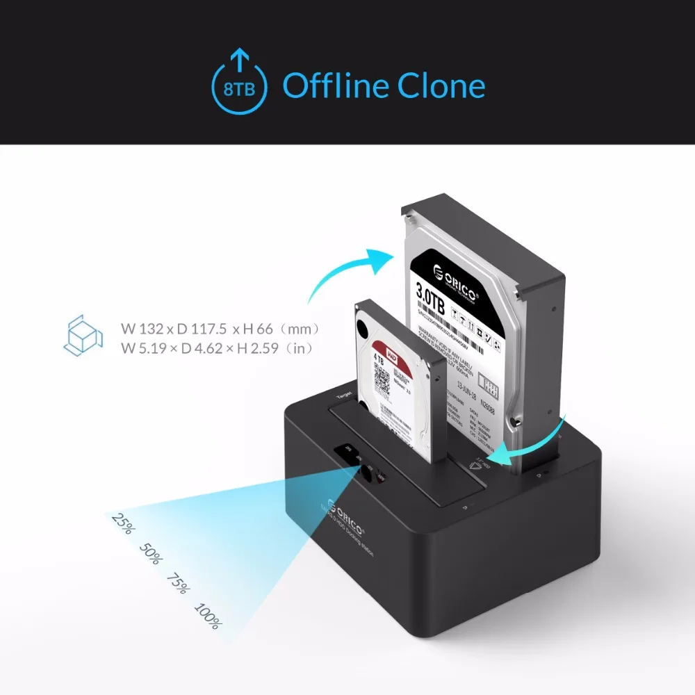 Двойной Бей внешний жесткий диск Док станция 2.5 3.5 USB3.0 к SATA3.0 HDD Оффлайн клон