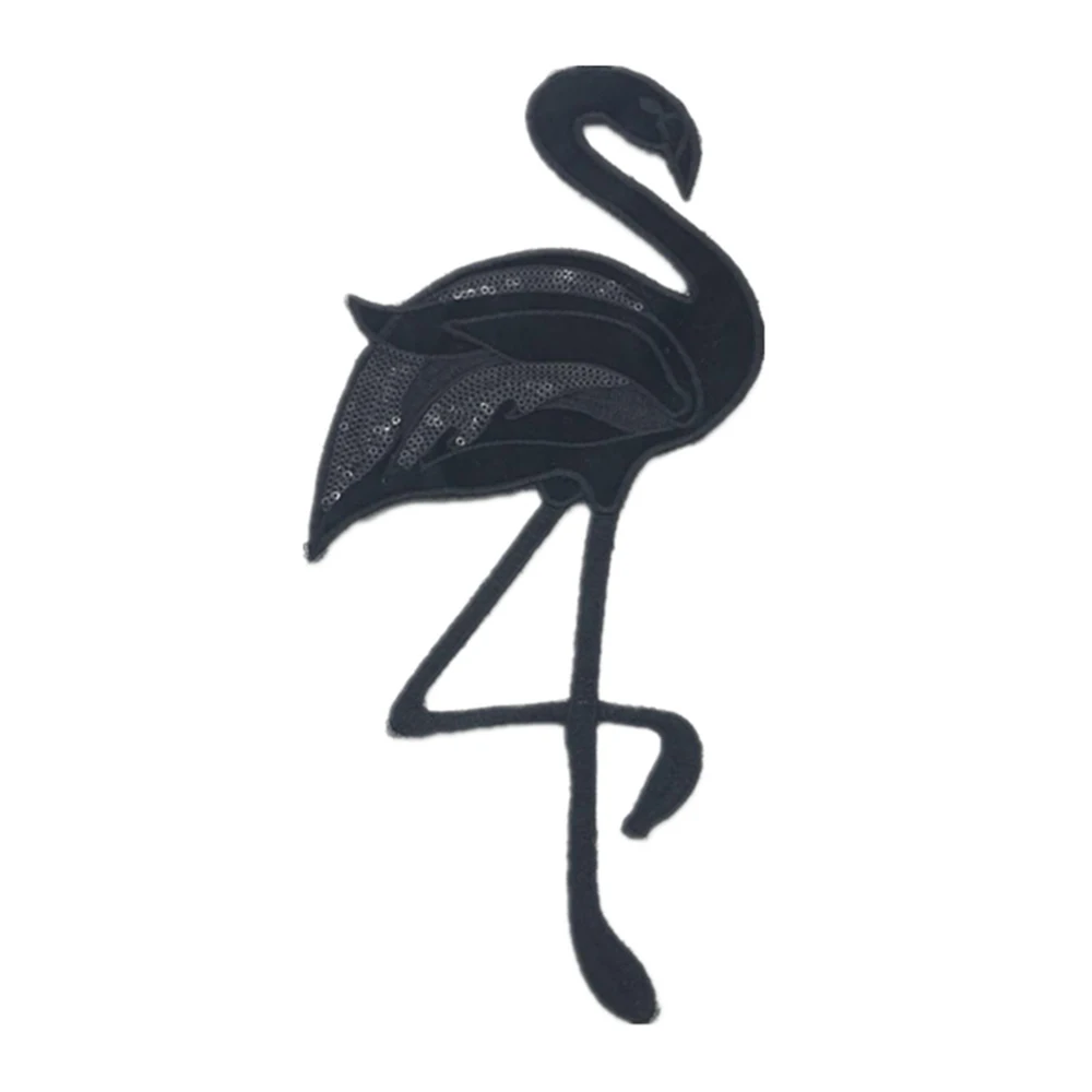 Вышивка из ткани патчи для скрапбукинга рукоделие розовый черный фламинго